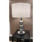 Abajur Decorativo Esferas Metal Prateado Cupula Tecido