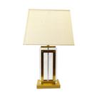 Abajur Decorativo Luxuoso Cristal e Metal Dourado Retangular