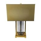 Abajur Decorativo Metal Dourado Retangular Cristal Cupula