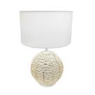 Abajur Decorativo Rattan Natural Cupula Redonda Branca