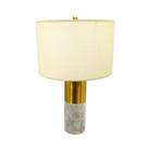 Abajur Decorativo Redondo Marmore e Metal Dourado
