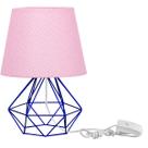 Abajur Diamante Dome Rosa Bolinha Com Aramado Azul Metálico Abajur Diamante Dome Rosa Bolinha Com Aramado Azul Metálico