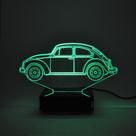 Abajur e Luminária Fusca de Acrílico Com LED Verde