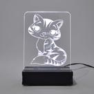 Abajur e Luminária Gato Gatinho de Acrílico com LED Branco