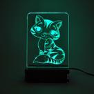 Abajur e Luminária Gato Gatinho de Acrílico com LED Verde