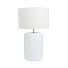 Abajur em Cerâmica Design Rattan e Cúpula Lisa todo Branco