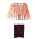 Abajur enix 42cm base cerâmica marron e-27 max 40w cúpula fios de seda
