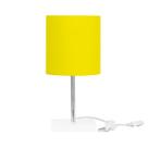Abajur Eros Cilindrico Amarelo Base Branco Quadrada
