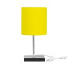Abajur Eros Cilindrico Amarelo Base Preta Quadrada