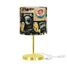 Abajur Eros Cilindrico Bar Com Base Redonda Dourado