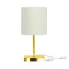 Abajur Eros Cilindrico Bege Base Toda Dourado Quadrada