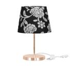 Abajur Eros Dome Floral Prata Base Redonda Cobre
