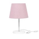 Abajur Eros Dome Rosa Bolinha Base Redonda Branco