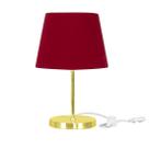Abajur Eros Dome Vermelho Base Redonda Dourada