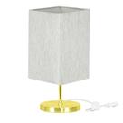 Abajur Eros Quad Linho Claro com Base Redonda Dourado