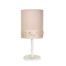 Abajur Faixa Flores E Borboletas Base Branca 20x42 Rosa