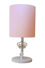 Abajur Infantil Coroa Base Branca Cúpula Rosa 20x42 Bivolt
