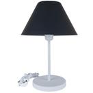 Abajur Infantil Luminária de Mesa Fino Decoração Quarto Skinny Base Branca Cúpula Preta Abajur Infantil Luminária de Mesa Fino Decoração Quarto Skinny Base Branca Cúpula Preta