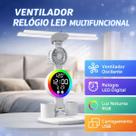 Abajur LED RGB Com Ventilador Relógio Digital Para Quarto Estudo Escritório Presente