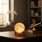 Abajur Lua Cheia 3D Led Luz Amarela Decorativa Pequena