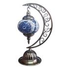 Abajur Lua Turco Mosaico Metal Colorido Azul e Branco 40 cm Abajur Lua Turco Mosaico Metal Colorido Azul e Branco 40 cm