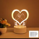 Abajur Luminária Coração Dedinho Amor 3d Luz Led Criativa Carregamento Via USB Luxo KL1520