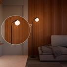 Abajur Luminária De Chão Altura 1,6m Bronze Bivolt Com Globo Vidro + Lâmpada