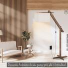 Abajur Luminária De Chão Articulável Quarto/sala/hall Madeir