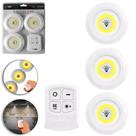Abajur luminaria de led redonda com controle remoto + suporte autoadesivo a pilha 4 pecas