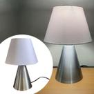 Abajur Luminária de Mesa Cone Base Escovado Com Cúpula Tecido Algodão Branco