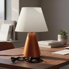 Abajur luminária de Mesa Cone Cor Cobre Aluminio Bivolt Com Cúpula bege