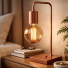 Abajur Luminaria De Mesa estilo retrô Cobre com 01 haste curva Ideal para lâmpadas filamento LED