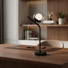 Abajur Luminária de mesa Inclinado Jabuticaba Preto com Vidro Globo 10cm Transparente Decoração Iluminação Casa Abajur Luminária de mesa Inclinado Jabuticaba Preto com Vidro Globo 10cm Transparente Decoração Iluminação Casa