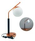 Abajur Luminaria De Mesa Inclinado Moderno Com Globo Vidro 12cm Com Lâmpada
