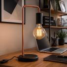 Abajur Luminaria De Mesa na cor Preto com Cobre - Ideal para escritório, sala, quarto, home office