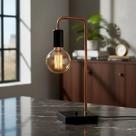 Abajur Luminaria De Mesa na cor Preto com Cobre - Ideal para escritório, sala, quarto, home office