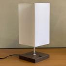 Abajur Luminaria De Mesa Quadrado Aluminio Marrom Com Cúpula Tecido Algodão Branco Abajur Luminaria De Mesa Quadrado Aluminio Marrom Com Cúpula Tecido Algodão Branco
