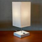 Abajur Luminária de Mesa Quadrado Madeira MDF Com Interruptor e Cúpula Decoração Casa e Sala, Escritório e Quarto e cabeceira Cama.