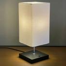 Abajur Luminaria de Mesa Quadrado Preto com interruptor e bivolt Cúpula Algodão Branco