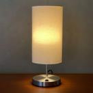 Abajur luminaria De Mesa Redondo Com Interruptor aluminio bivolt Com Cúpula algodão ref 84