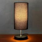 Abajur luminaria de Mesa Redondo Com Interruptor aluminio e Bivolt Com Cúpula algodão Preta