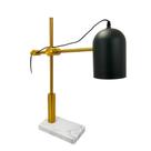 Abajur Luminaria Decorativo Marmore Branco Metal Dourado