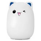 Abajur Luminaria Infantil Silicone Gatinho RGB Recarregável