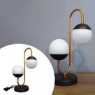 Abajur Luminária Jabuticaba Jennifer 2 Globos de Vidro 10cm Bivolt Cobre Preto