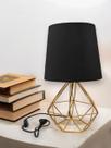 Abajur Luminária Mesa Base Diamante Aramado Cúpula Tecido Escritório Quarto Aramado Rose Com Cúpula Branca DOURADO PRETO