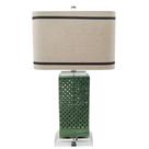 Abajur Lúminaria Porcelana Verde Vazado Cúpula Bege