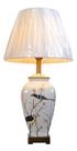 Abajur Luminária Quarto Pássaros Porcelan Bege Metal 66x34