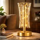 Abajur Luminaria Recarregavel Touch 3 Cores De Luz Usb 23x10 Branco Dourado 127/220v