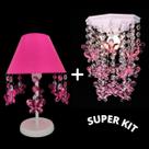 Abajur + Lustre Quarto Infantil Luminária de Teto Feminino Bebê Decorar Borboletas Rosa