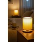 Abajur Madeira Escura Cúpula Linho Off White: Charme p/ Quar